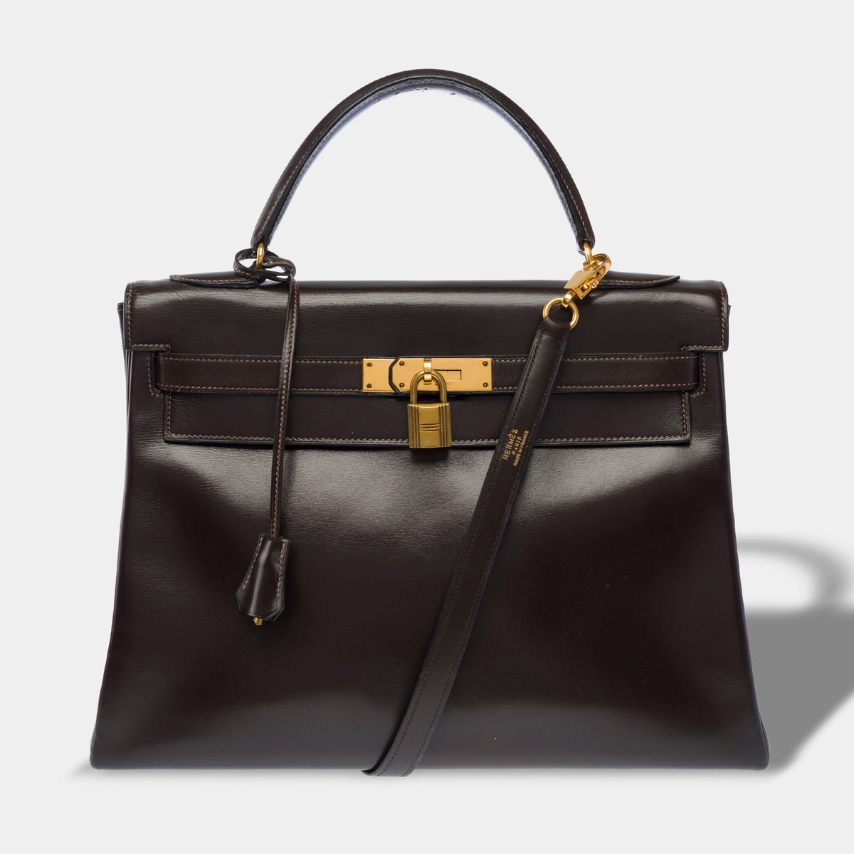 Sac HERMES Kelly 32 en Cuir Marron - 104021