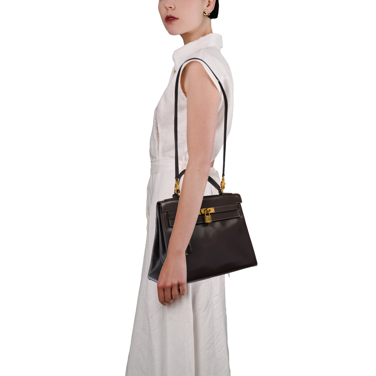 Sac HERMES Kelly 32 en Cuir Marron - 104021