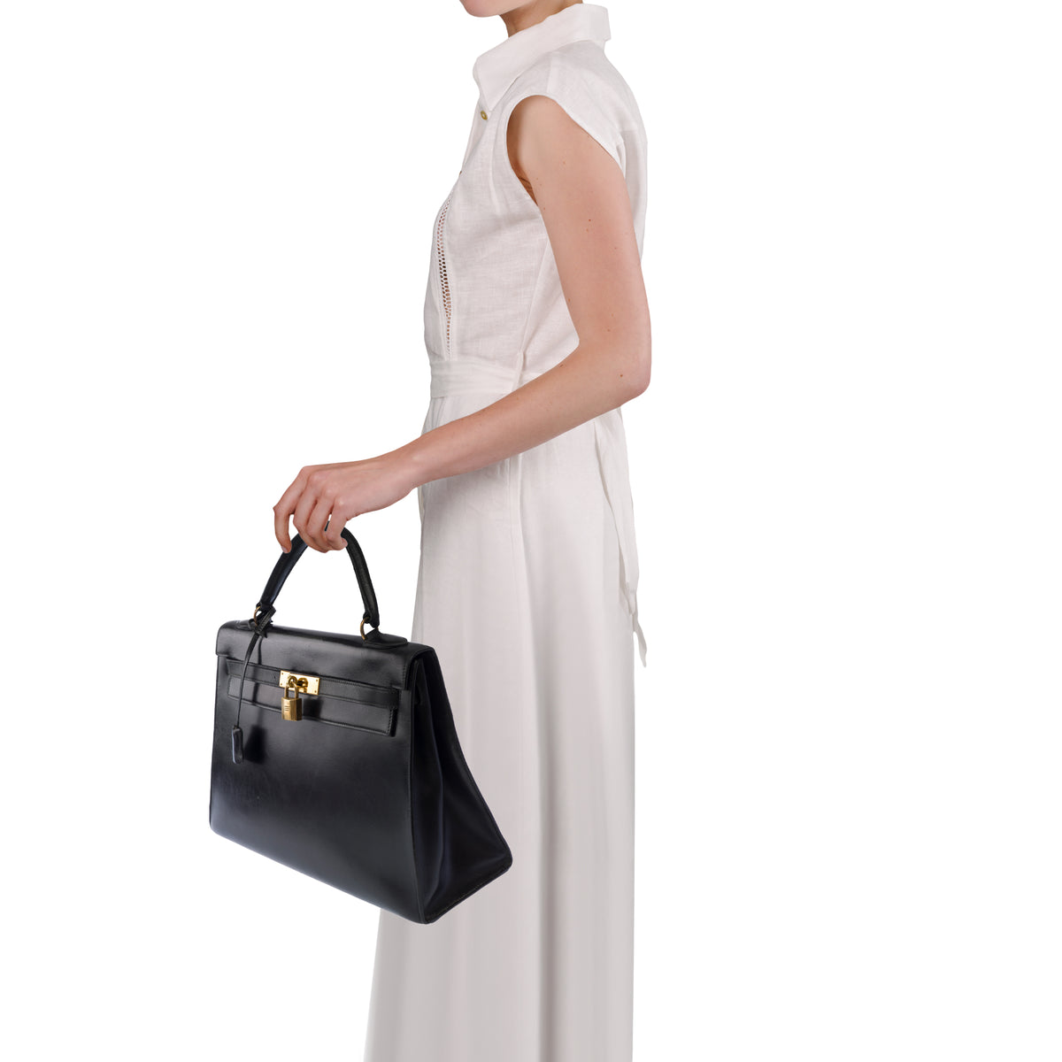Sac HERMES Kelly 32 en Cuir Bleu Marine - 104022