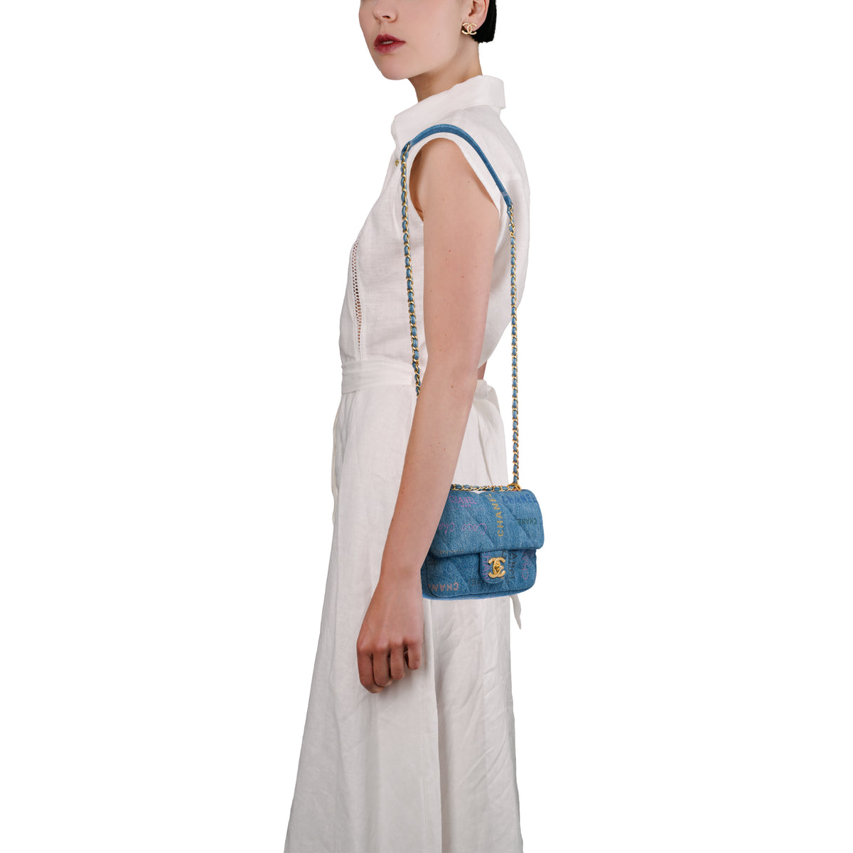 Sac CHANEL Timeless/Classique en Denim Bleu - 104024