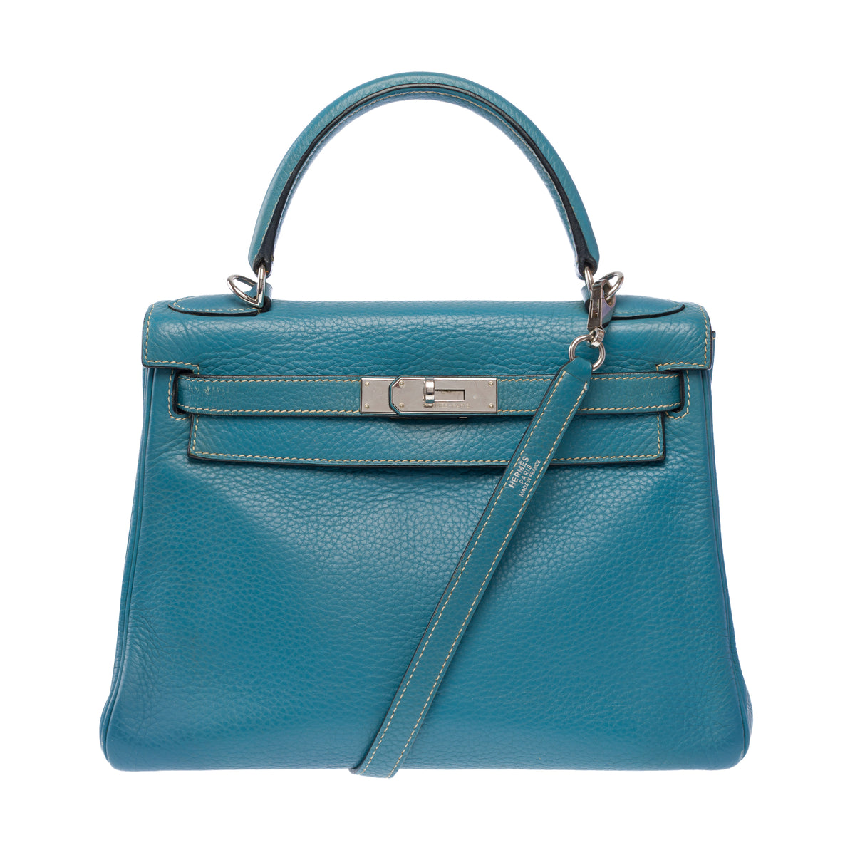 Sac HERMES Kelly 28 en Cuir Bleu - 104041
