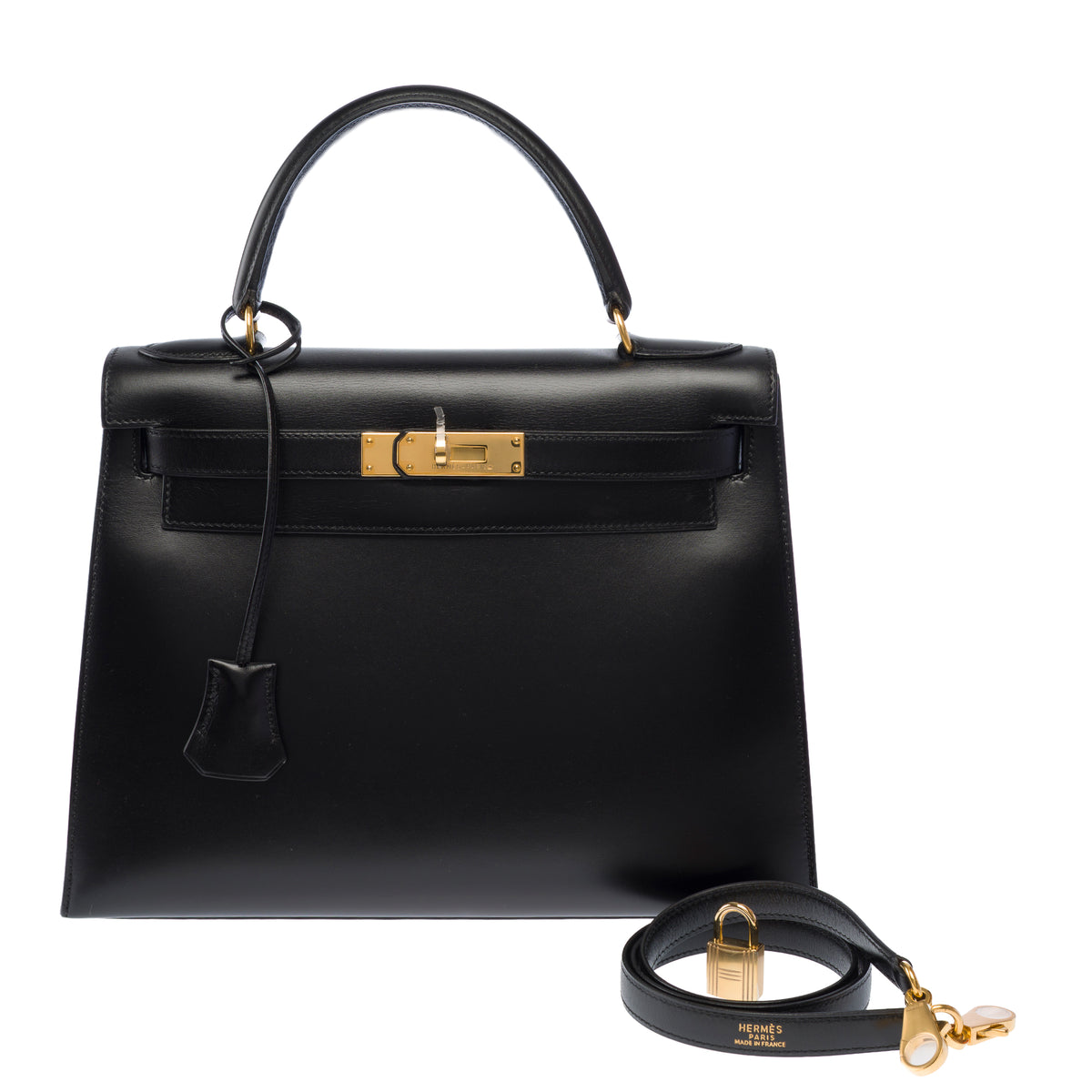 Sac HERMES Kelly 28 en Cuir Noir - 104042