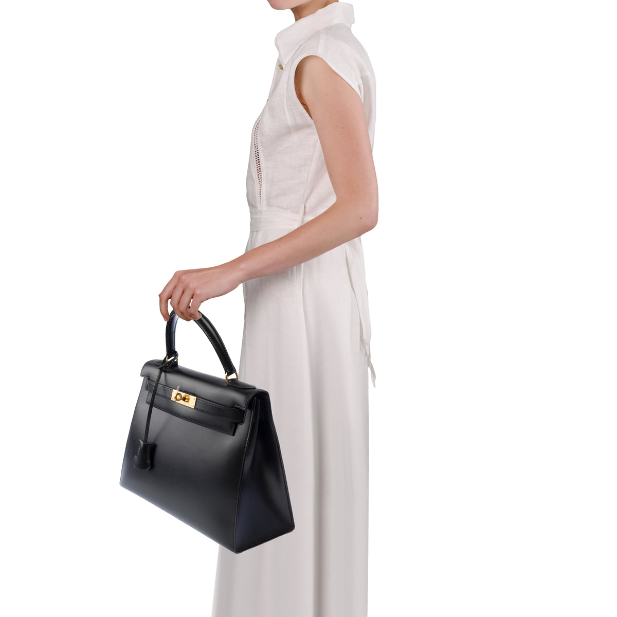 Sac HERMES Kelly 28 en Cuir Noir - 104042