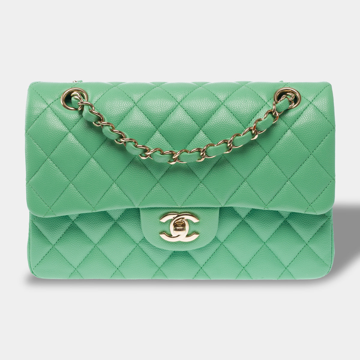 Sac CHANEL Timeless/Classique en Cuir Vert - 104053