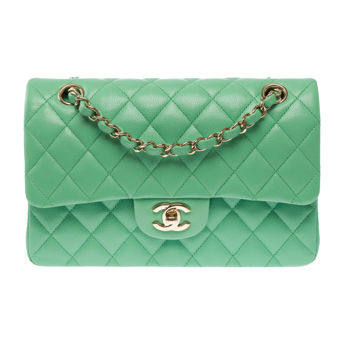 Sac CHANEL Timeless/Classique en Cuir Vert - 104053
