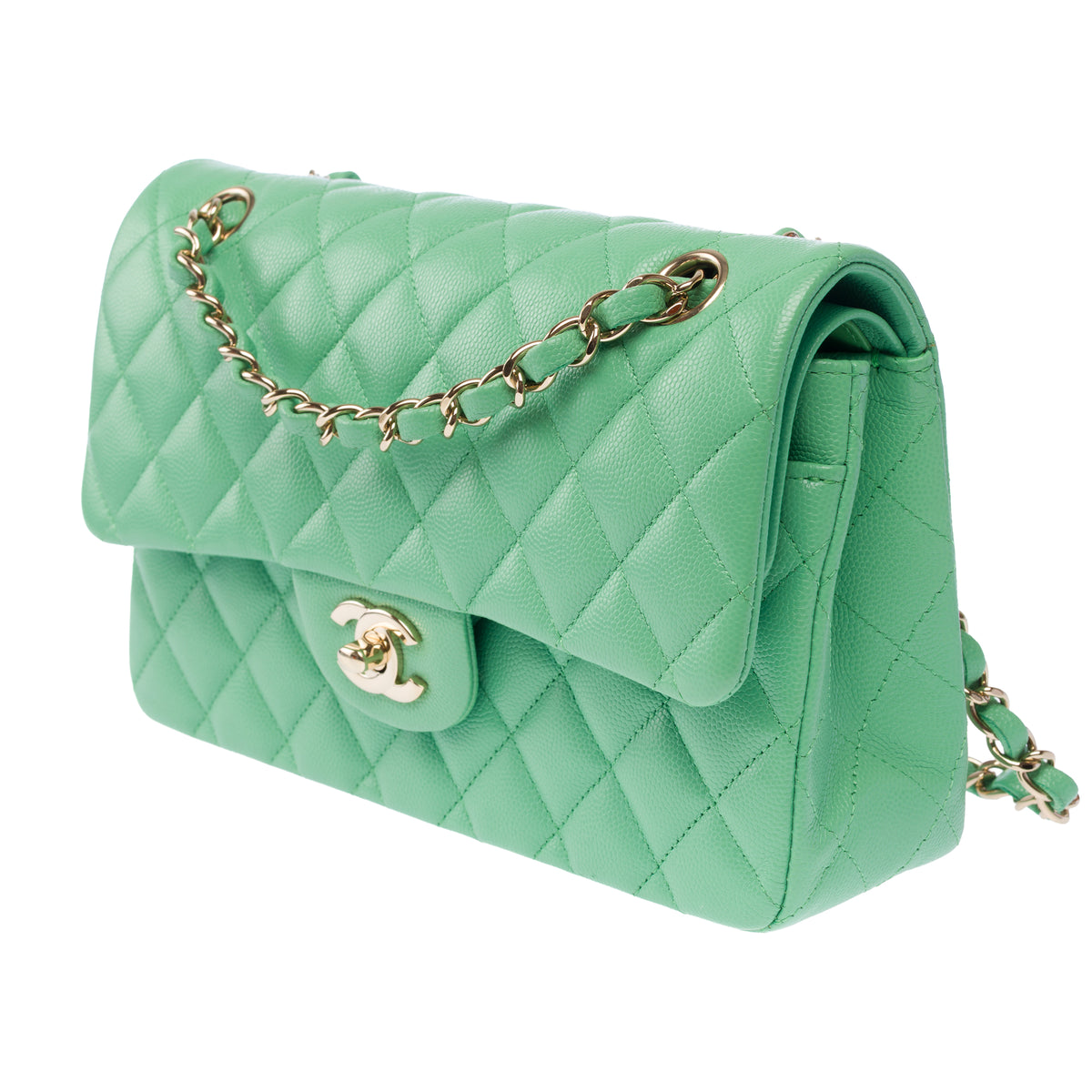 Sac CHANEL Timeless/Classique en Cuir Vert - 104053