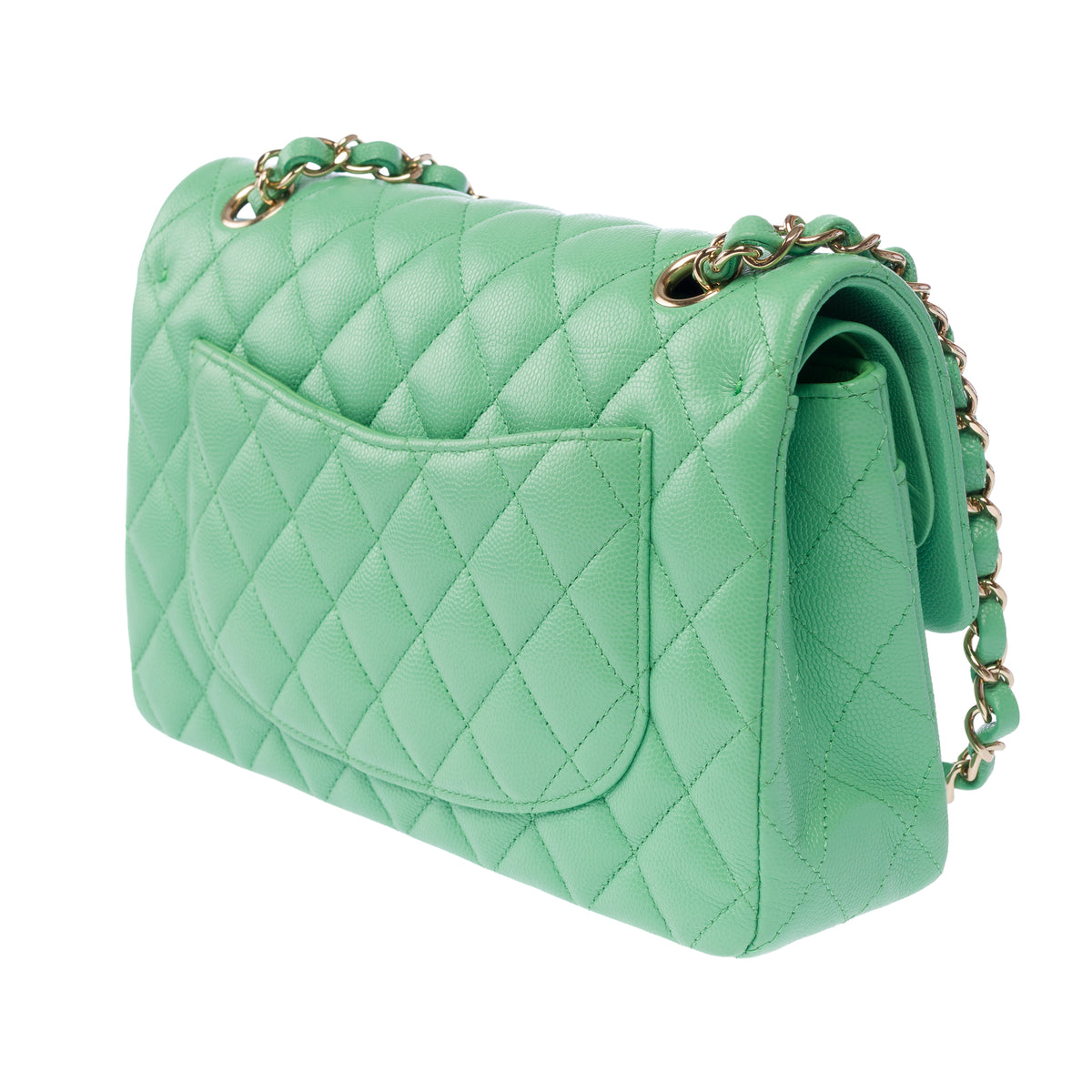 Sac CHANEL Timeless/Classique en Cuir Vert - 104053