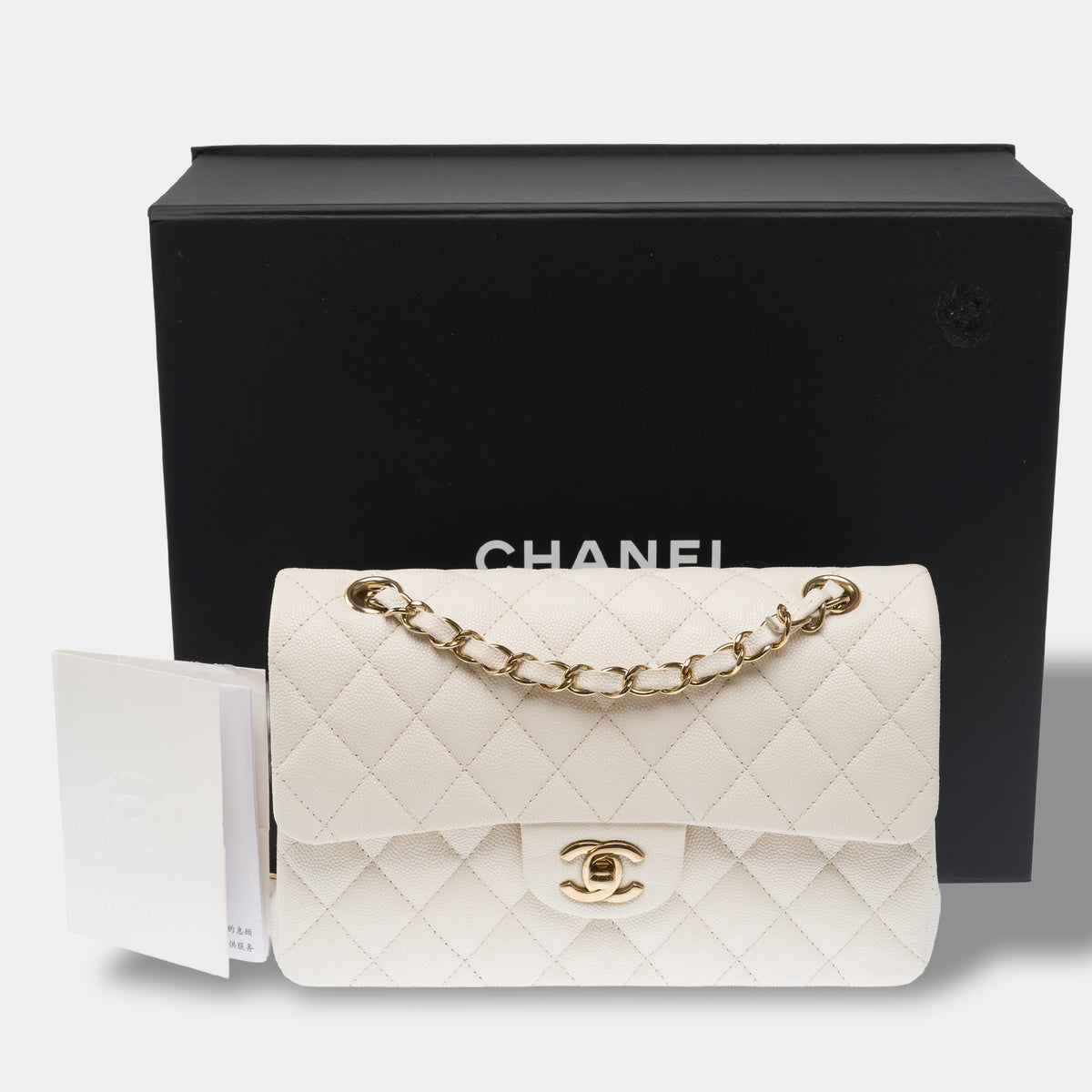 Sac CHANEL Timeless/Classique en Cuir Blanc - 104050