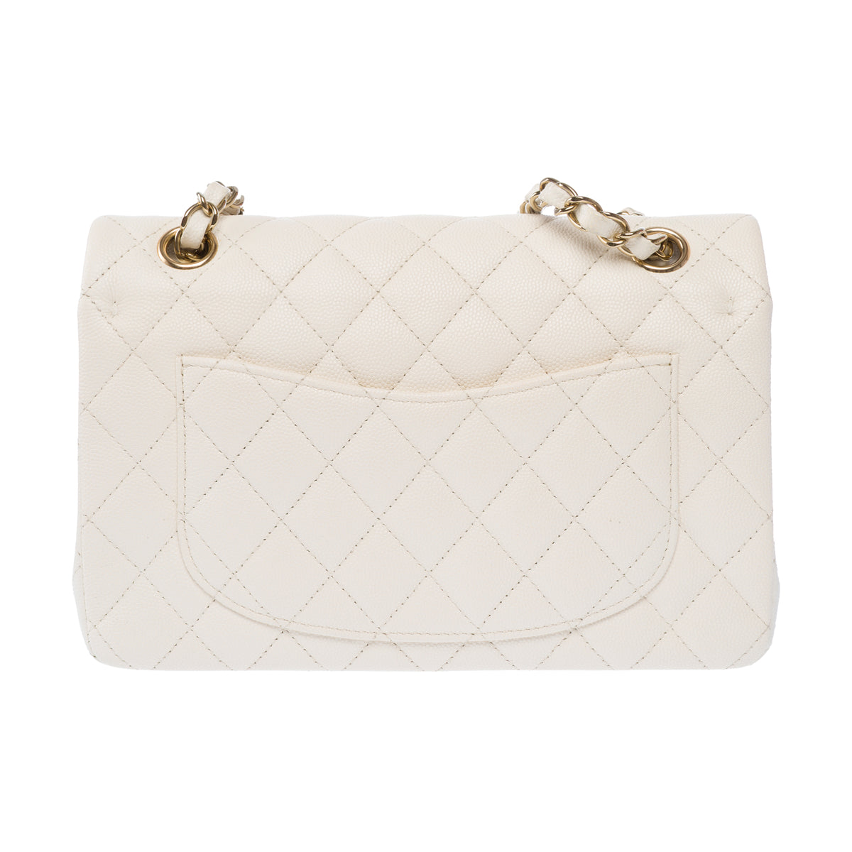 Sac CHANEL Timeless/Classique en Cuir Blanc - 104050