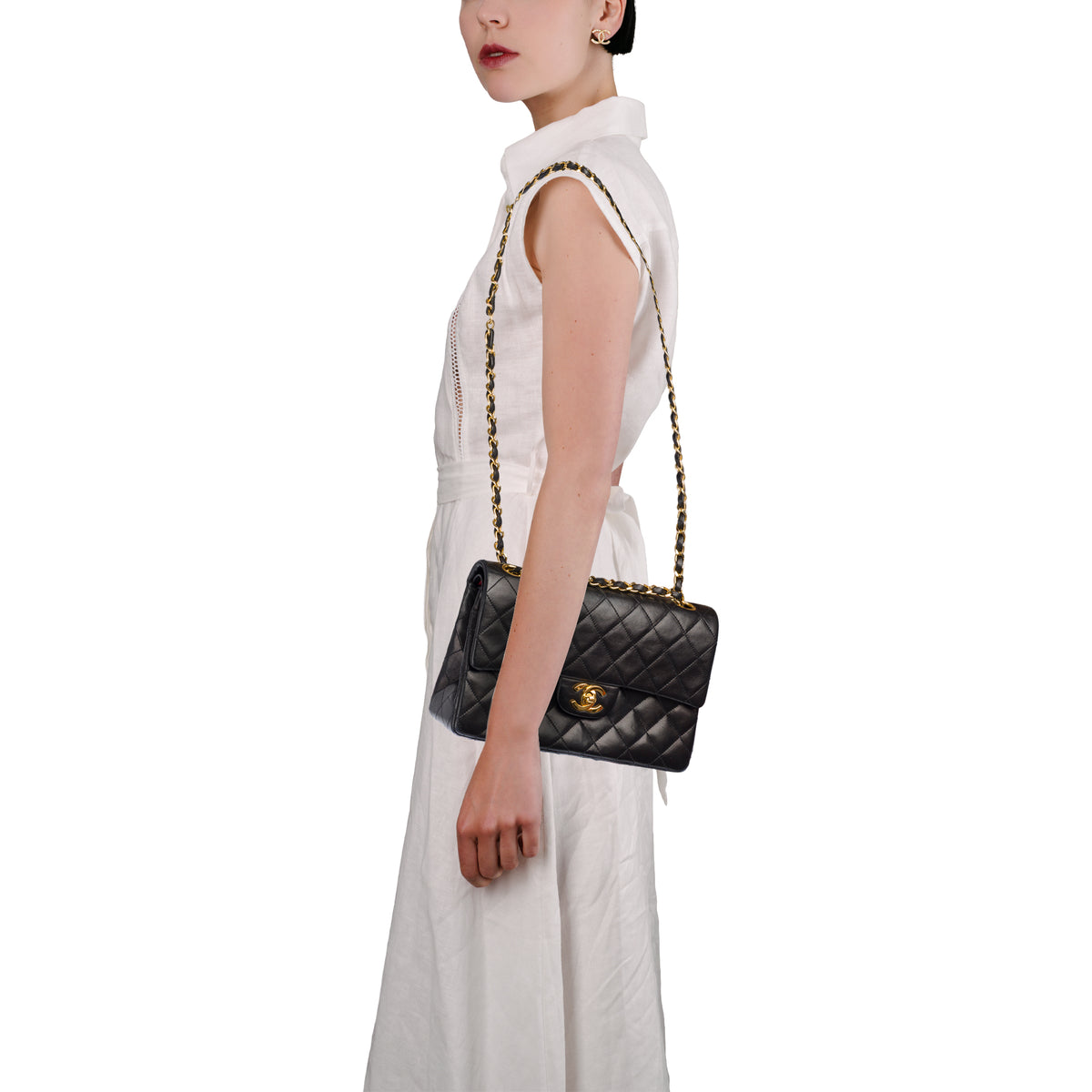 Sac CHANEL Timeless/Classique en Cuir Noir - 104066