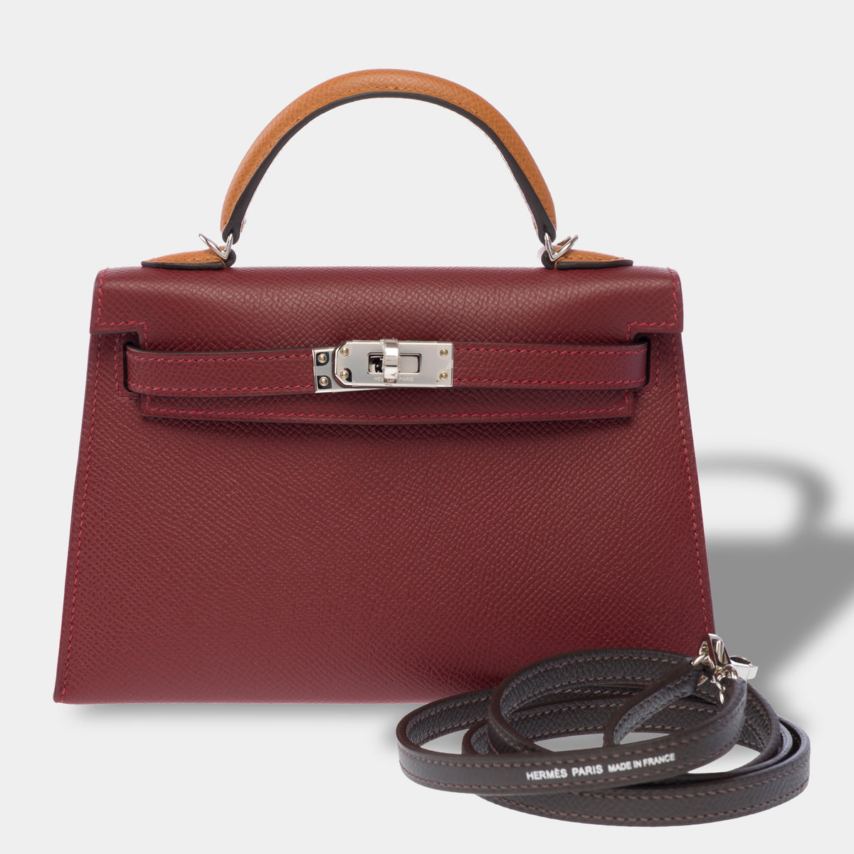 Sac HERMES Kelly Mini en Cuir Rouge - 104072