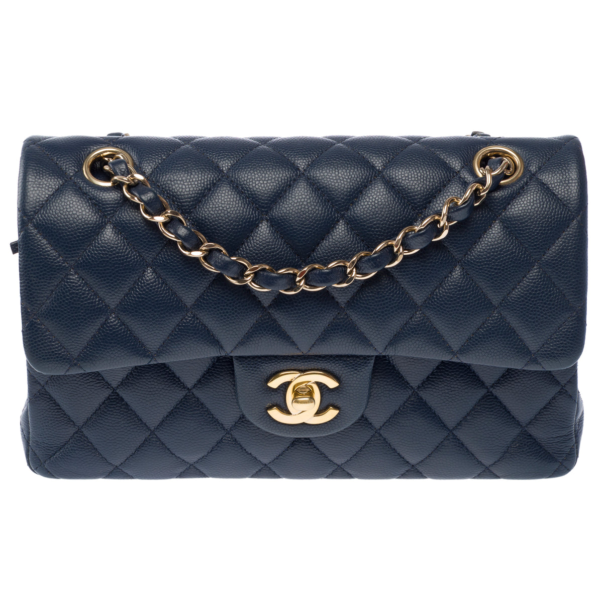 Sac CHANEL Timeless/Classique en Cuir Bleu Marine - 104049