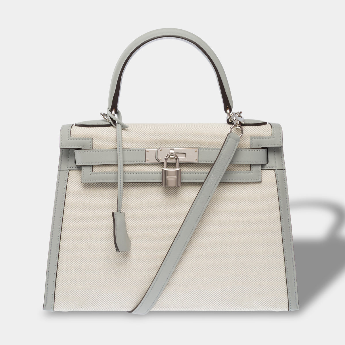 Sac HERMES Kelly 28 en Toile Gris - 104073