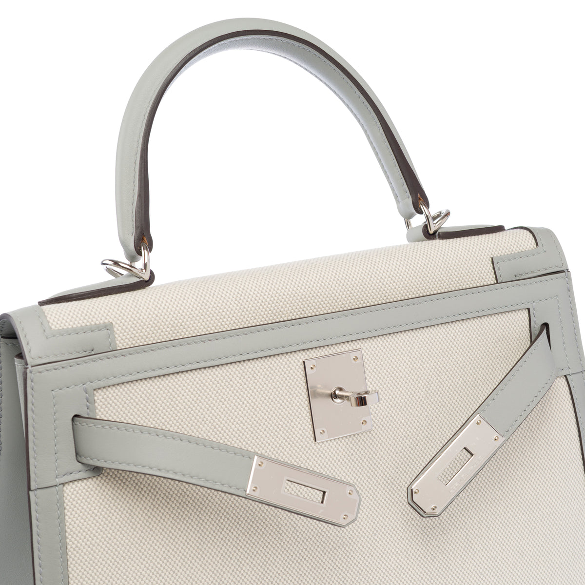 Sac HERMES Kelly 28 en Toile Gris - 104073