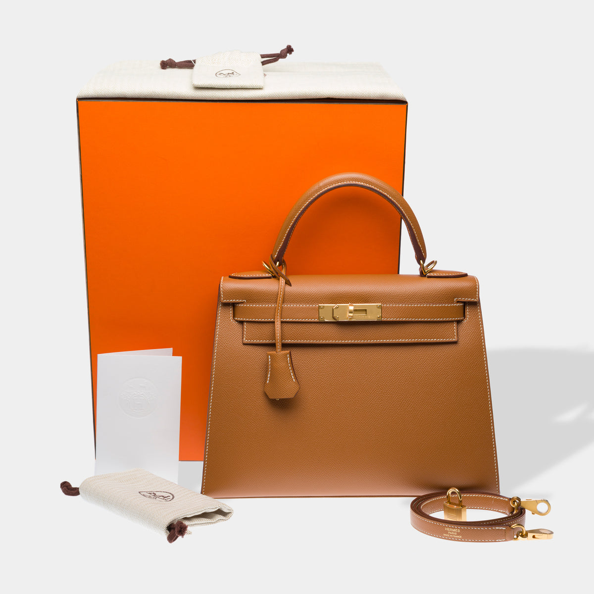 Sac HERMES Kelly 28 en Cuir Doré - 104077