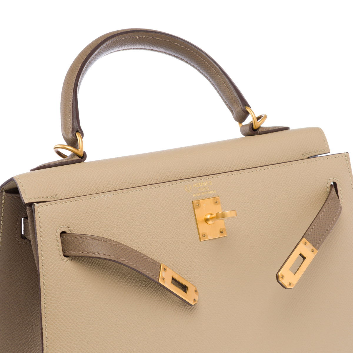Sac HERMES Kelly 25 en Cuir Beige - 104075